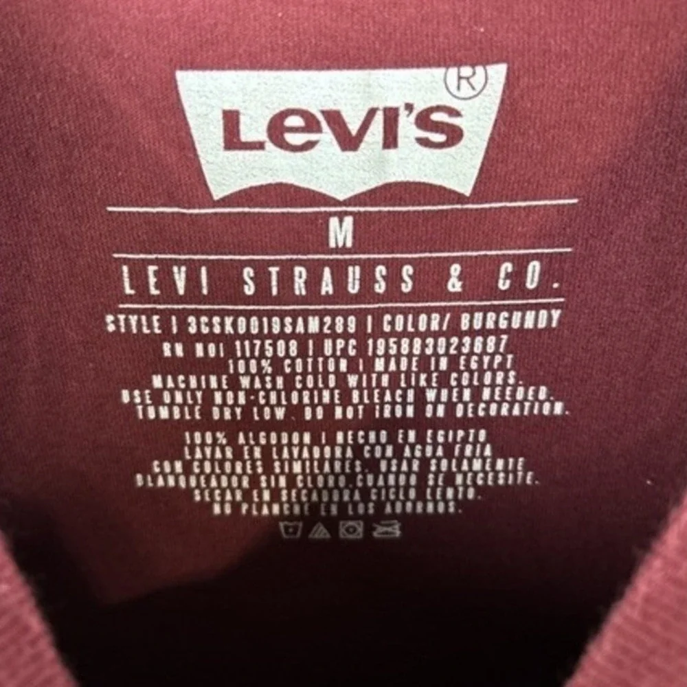 Levi's Mens Size Med‎ Burgundy Mountain Graphic T-Shirt Retro Sunset Cotton Tee